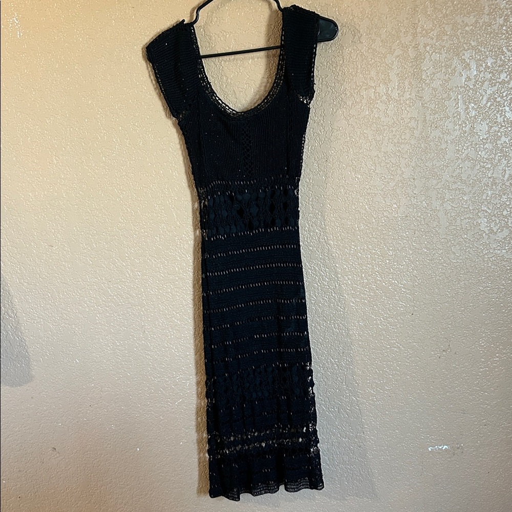 Cache Black Knit Midi Dress